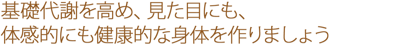 基礎代謝を高め、一緒に健康な身体を作りましょう。